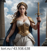The warlike goddess Athena. Стоковое AI-изображение, AI-художник RamA / Фотобанк Лори
