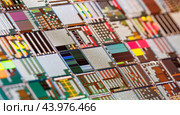Silicon semiconductor wafer close-up. In electronics, a wafer also called a slice or substrate is a thin slice of semiconductor, a crystalline silicon, used for the fabrication of integrated circuits. Стоковое фото, фотограф Андрей Армягов / Фотобанк Лори