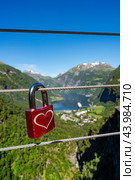 Geiranger fjord view point Lookout observation deck, Norway. Стоковое фото, фотограф Андрей Армягов / Фотобанк Лори