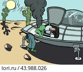 Зелёный инопланетянин-водитель / green alien driver. Стоковая иллюстрация, иллюстратор Александр Паньков / Фотобанк Лори
