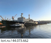 Атомный ледокол Ленин в порту города Мурманск (2024 год). Редакционное фото, фотограф Инесса Гаварс / Фотобанк Лори