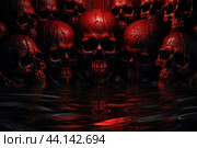 Ghoulish Skull creepy blood demons. Generate Ai. Стоковое AI-изображение, AI-художник Иван Рябоконь / Фотобанк Лори