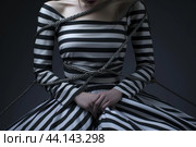 Audacious Futuristic woman in striped jumpsuit. Generate ai. Стоковое AI-изображение, AI-художник Иван Рябоконь / Фотобанк Лори