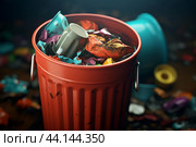 Trash bin closeup photo. Generate ai. Стоковое AI-изображение, AI-художник Иван Рябоконь / Фотобанк Лори