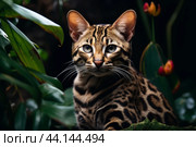 Tropical wild cat. Generate Ai. Стоковое AI-изображение, AI-художник Иван Рябоконь / Фотобанк Лори
