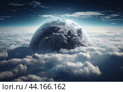 Majestic supercell thunderstorm over earth. Стоковое AI-изображение, AI-художник Иван Рябоконь / Фотобанк Лори