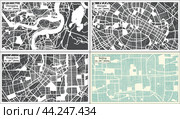 Changchun, Chengdu, Beijing and Chongqing China City Maps Set in Retro Style. Стоковая иллюстрация, иллюстратор Игорь Сорокин / Фотобанк Лори