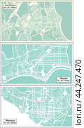 Manaus, Maceio, Joao Pessoa Brazil City Maps Set in Retro Style. Стоковая иллюстрация, иллюстратор Игорь Сорокин / Фотобанк Лори