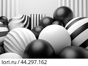 Black and white inflated balls background. Стоковое AI-изображение, AI-художник Анастасия Золотницкая / Фотобанк Лори