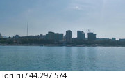Сочи. Прогулка на катере. открытое море.  вид на центр Сочи (2024 год). Стоковое видео, видеограф Сергей Татаринцев / Фотобанк Лори