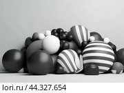 Black and white inflated balls background. Стоковое AI-изображение, AI-художник Анастасия Золотницкая / Фотобанк Лори