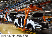 АвтоВАЗ. Главный конвейер, сборка автомобиля Веста (2024 год). Редакционное фото, фотограф Staryh Luiba / Фотобанк Лори
