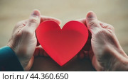 Senior woman holding red heart in her hands. Стоковое AI-видео, аниматор Юрий Поздников / Фотобанк Лори