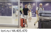 Passengers flights arriving at Alma-Ata Airport leave the customs office at the new terminal. Kazakhstan. Alma-Ata. 24.08.2024. Редакционное видео, видеограф Ярославский Максим / Фотобанк Лори