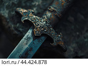 Ornate Ancient sword fantasy. Generate Ai. Стоковое AI-изображение, AI-художник Иван Рябоконь / Фотобанк Лори
