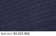 Soft Knitted Woolen Detailed Texture. Natural Fabric Closeup Knit Pattern. Blue Knitwear, Warm Cashmere Surface. Rotation, Macro. Cozy Textile Background. Clothes Production. Melange Yarn. 4K Shot. Стоковое видео, видеограф Марина Демидюк / Фотобанк Лори