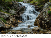 Plunging Aerial waterfall. Generate Ai. Стоковое AI-изображение, AI-художник Иван Рябоконь / Фотобанк Лори