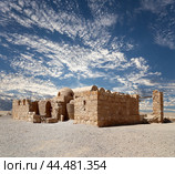 Quseir (Qasr) Amra desert castle (against the sky with clouds) near Amman, Jordan. World heritage with famous fresco's. (2016 год). Стоковое фото, фотограф Владимир Журавлев / Фотобанк Лори
