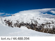 Panoramic view of the mount Elbrus from the mount Cheget. Стоковое фото, фотограф Юлия Белоусова / Фотобанк Лори