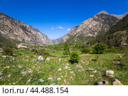 Panoramic view of Baksan gorge. Стоковое фото, фотограф Юлия Белоусова / Фотобанк Лори