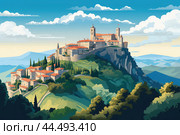 Illustration of San Marino city. Стоковое AI-изображение, AI-художник Veniamin Kraskov / Фотобанк Лори