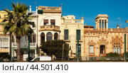 Street view of Vilassar de Mar on sunny day, Spain. Стоковое фото, фотограф Яков Филимонов / Фотобанк Лори
