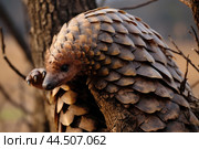 Tree pangolin on the tree. Стоковое AI-изображение, AI-художник Veniamin Kraskov / Фотобанк Лори