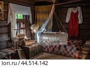 Interior of the house of the nanny Arina Rodionovna in the village of Kobrino. (2024) Стоковое фото, фотограф Анна Кривицкая / Фотобанк Лори