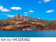 View from the sea to Kara-Dag. Crimea 2022. Стоковое фото, фотограф Анна Кривицкая / Фотобанк Лори