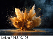 Scintillating Black gold powder explosion. Generate Ai. Стоковое AI-изображение, AI-художник Иван Рябоконь / Фотобанк Лори