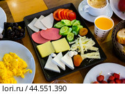 Composition with breakfast on the table. Halal breakfast. Стоковое фото, фотограф Яков Филимонов / Фотобанк Лори