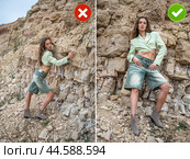 Common mistakes in female posing and how to avoid them. Photo poses. Стоковое фото, фотограф Андрей Аркуша / Фотобанк Лори