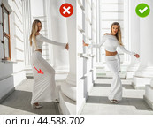 Common mistakes in female posing and how to avoid them. Photo poses. Стоковое фото, фотограф Андрей Аркуша / Фотобанк Лори