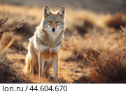 Coyote in the wild. Стоковое AI-изображение, AI-художник Veniamin Kraskov / Фотобанк Лори