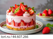 Refreshingly tart Biscuit cake strawberry. Generate Ai. Стоковое AI-изображение, AI-художник Иван Рябоконь / Фотобанк Лори