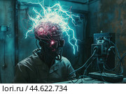 Electric brainstorm: conceptual image of ideas and creativity. Стоковое AI-изображение, AI-художник Иван Рябоконь / Фотобанк Лори