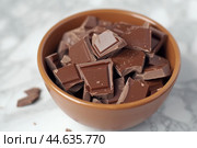 Bowl of broken chocolate pieces. Стоковое AI-изображение, AI-художник Иван Рябоконь / Фотобанк Лори