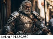 Steadfast Medieval knight old man. Generate Ai. Стоковое AI-изображение, AI-художник Иван Рябоконь / Фотобанк Лори