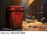 Cylindrical Trash bin closeup photo. Generate ai. Стоковое AI-изображение, AI-художник Иван Рябоконь / Фотобанк Лори