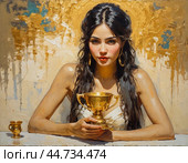 Babylon the Great, Whore of Babylon, refers to both a symbolic female figure and a place of evil as mentioned in the Book of Revelation of the New Testament. Babyloniacus fornicaria. AI generated. Стоковое AI-изображение, AI-художник Юлия Петровская / Фотобанк Лори