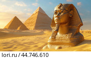 The Great Sphinx and Pyramids of Egypt. Стоковое AI-изображение, AI-художник Veniamin Kraskov / Фотобанк Лори