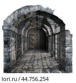 Vintage stone archway with windows. Стоковое AI-изображение, AI-художник Иван Рябоконь / Фотобанк Лори