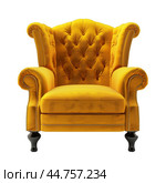 Elegant golden vintage armchair with tufted backrest on a transparent background. Стоковое AI-изображение, AI-художник Иван Рябоконь / Фотобанк Лори