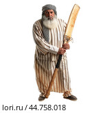 Senior man in traditional middle eastern garb with staff. Стоковое AI-изображение, AI-художник Иван Рябоконь / Фотобанк Лори