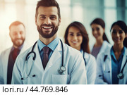 Team of doctors close up. Стоковое AI-изображение, AI-художник Veniamin Kraskov / Фотобанк Лори