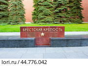 У мемориала «Могила Неизвестного Солдата» у Кремлевской стены расположены 12 каменных блоков из тёмно-красного порфира. Каждый из них посвящён одному из городов-героев Советского Союза. (2024 год). Редакционное фото, фотограф Роман Лукьянов / Фотобанк Лори