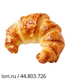 Freshly baked croissant isolated on a white background. Стоковое AI-изображение, AI-художник Иван Рябоконь / Фотобанк Лори
