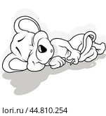 Drawing of a Sleeping Mouse on the Ground. Стоковая иллюстрация, иллюстратор Roman Dekan / PantherMedia / Фотобанк Лори