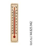 Wooden thermometer isolated on a white background. Стоковое фото, фотограф Сергей Толмачёв / Фотобанк Лори