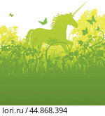 Unicorn in the forest. Стоковая иллюстрация, иллюстратор U Pixel / PantherMedia / Фотобанк Лори